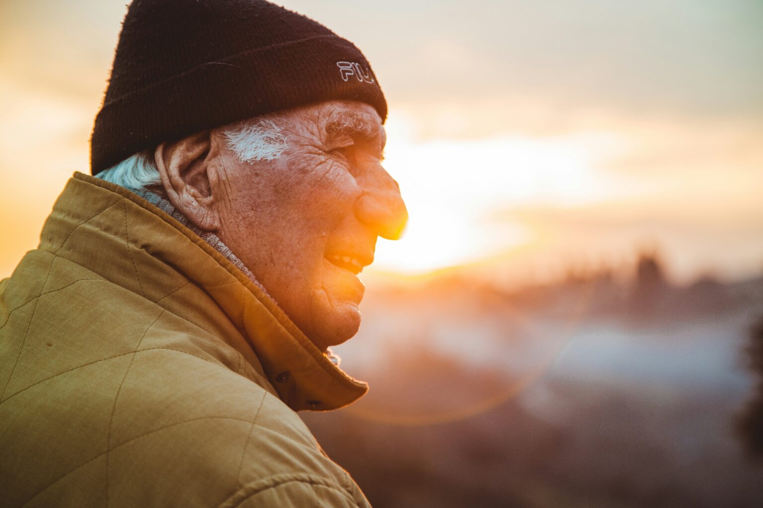 Older Man Sun In The Background