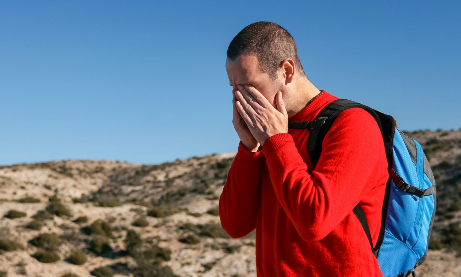 Man Covering His Eyes Man Covering His Eyes