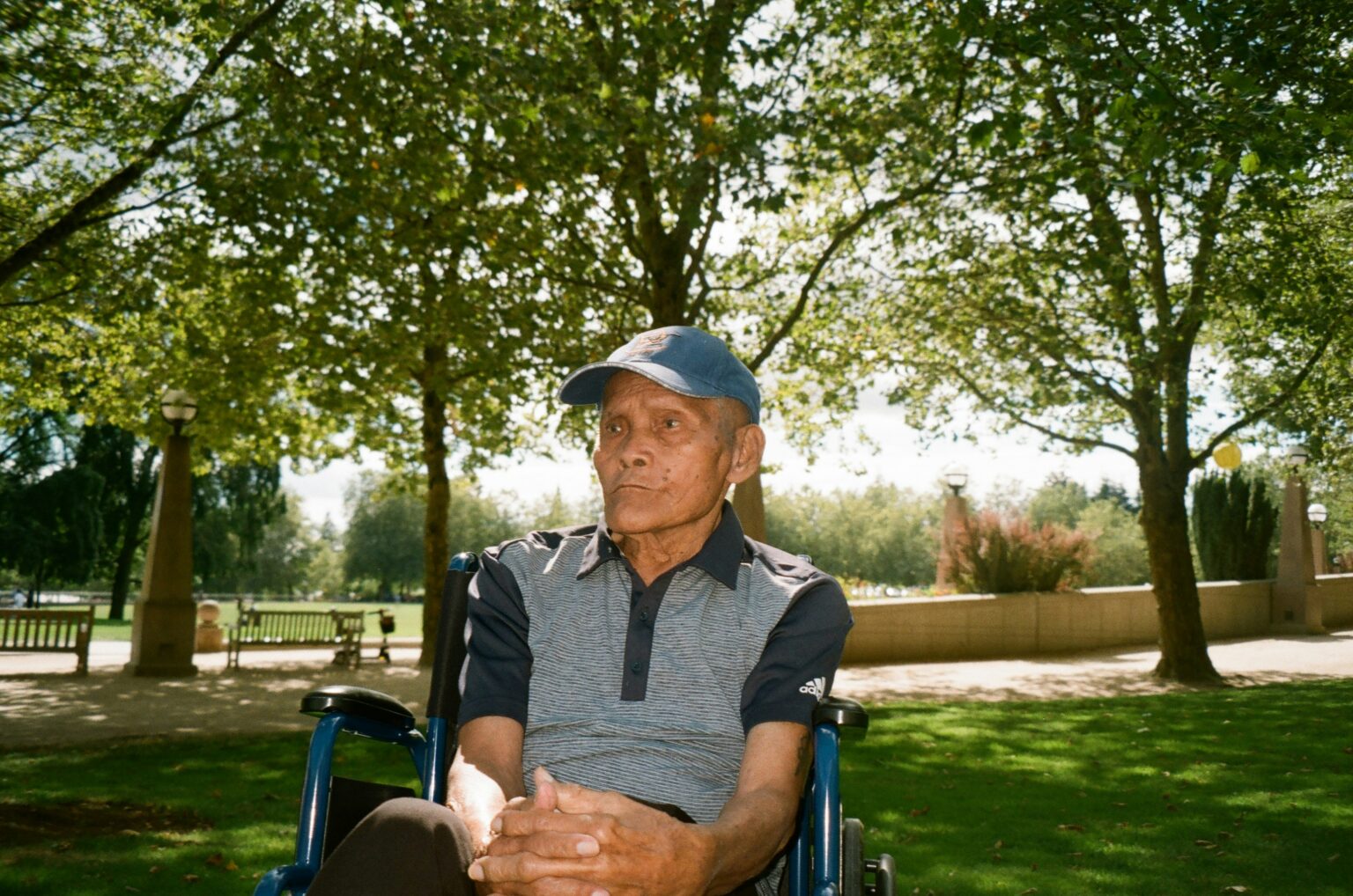 Elderly man in a wheelchair